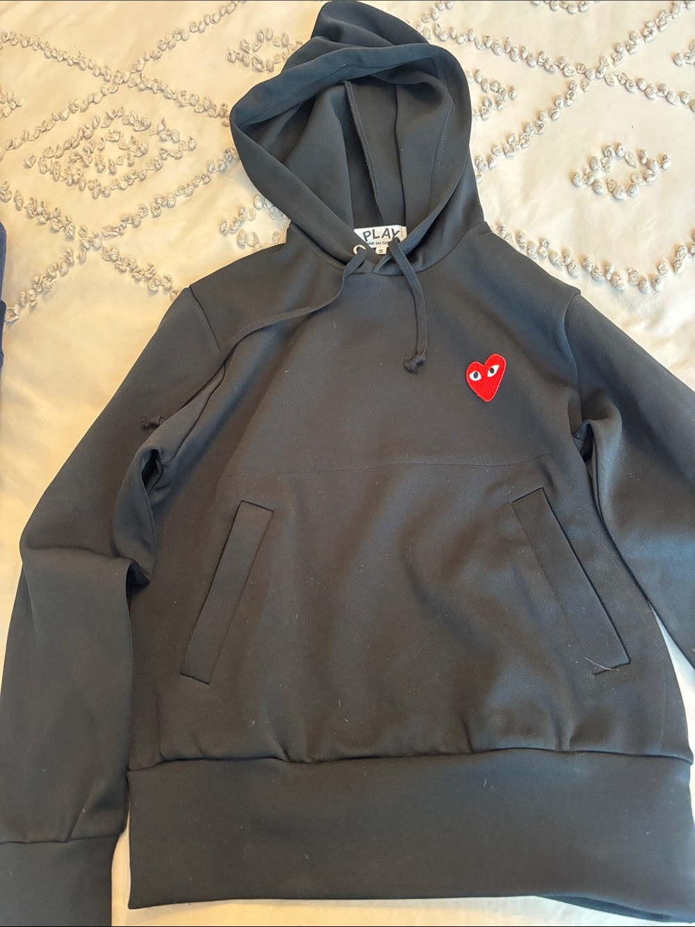 Comme des Garcons PLAY Black Hoodie with Silver Eyelets